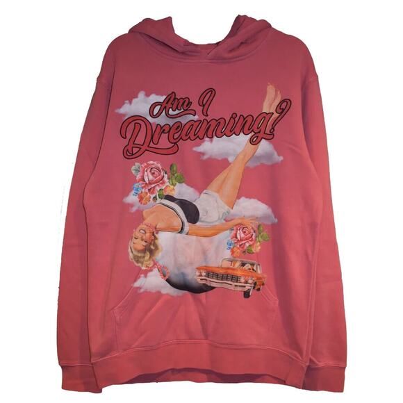 INDEPENDENT Trading Company Pink Fleece Am I Dreaming ? Hooded Hoodie Size M - Picture 2 of 13
